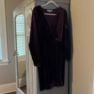 Loft burgundy red velvet dress